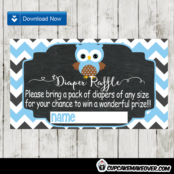 blue owl baby shower diaper raffle tickets