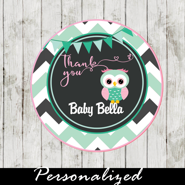 owl printable baby shower labels