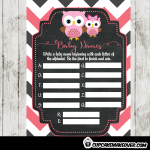 Gray and Pink Chevron Owl Baby Shower Games - Cupcakemakeover