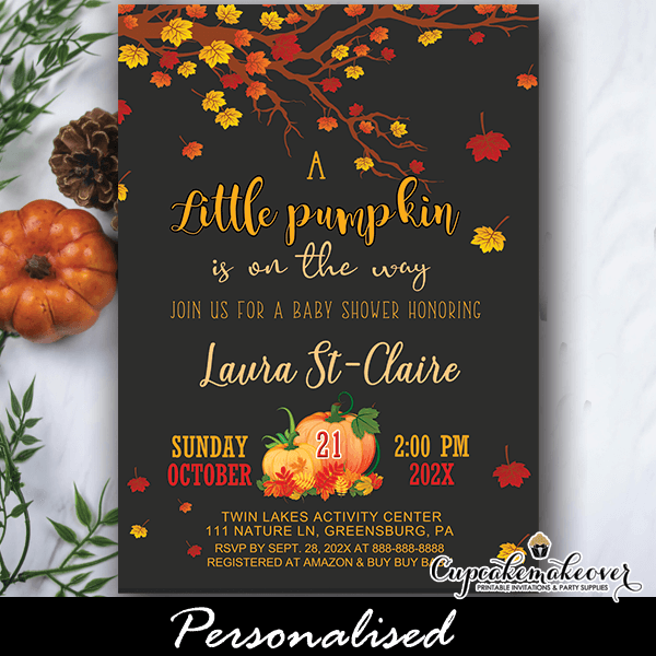 fall themed invitations pumpkin baby shower invites