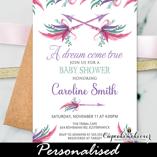 arrow baby shower invitations
