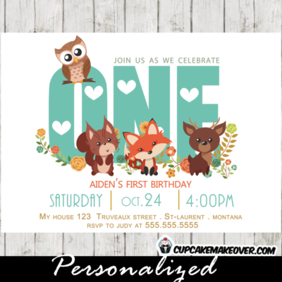 forest themed woodland birthday party invitations