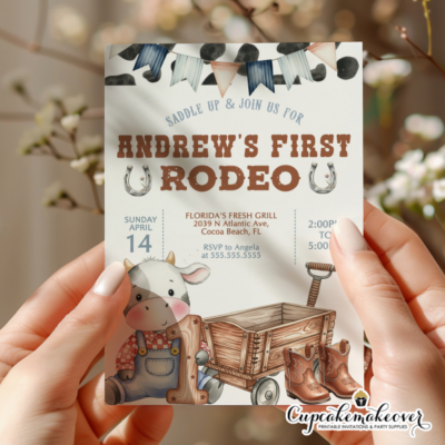 Western Themed Cowboy Party Invites Red Paisley