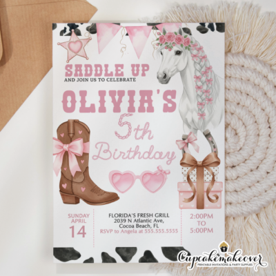 Saddle Up cowgirl birthday party Pink cowgirl birthday invitation Horse birthday invitation for girls Western birthday party invite Coquette cowgirl party theme Rodeo cowgirl birthday celebration Country western birthday for girls