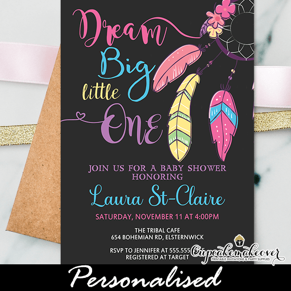 dream big little one baby shower invitations