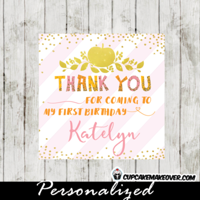 little pumpkin birthday favor tags square labels