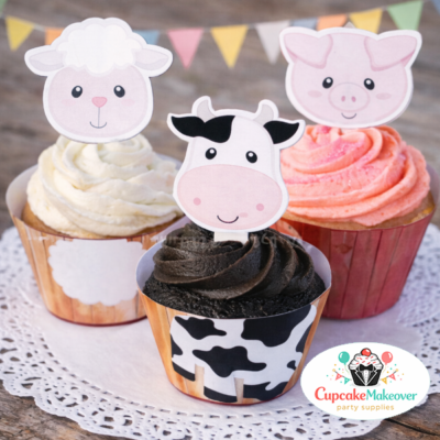 Cupcakes Barnyard, Farm Animals Cupcakes, Animal Cupcakes For Kids, Farm Theme Cupcakes, Farm Cake, Barn Theme Cake, Farm Cupcake Cake