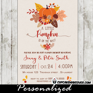 fall baby shower invitations little pumpkin