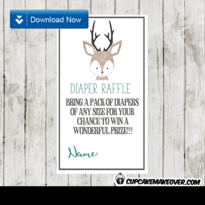 woodland hand drawn little deer diaper raffle tickets