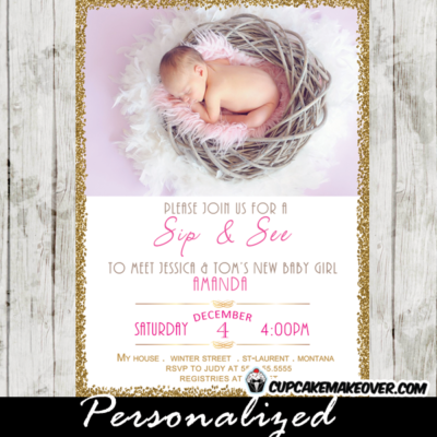 baby girl photo sip and see invitations winter baby shower invites