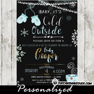 sip and see invitations winter baby shower invites mittens snowflakes blue boys