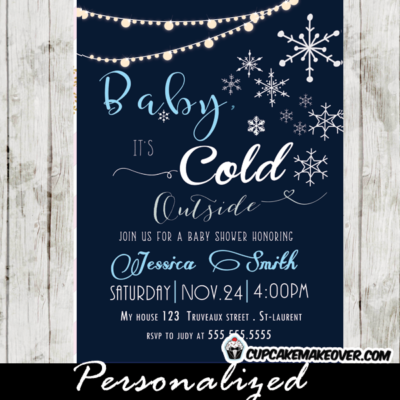 baby it's cold outside winter baby shower invites boy snowflake invitations