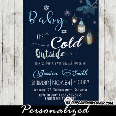 snowflake baby shower invitations baby it's cold outside winter themes boys