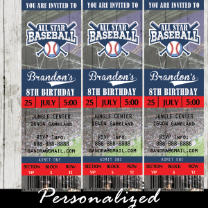 baseball ticket invitations sports birthday party