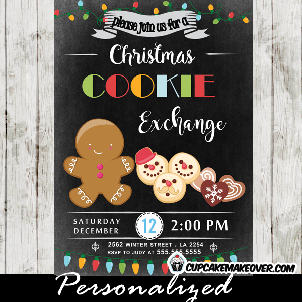 cookie exchange invitations christmas swap gingerbread invite