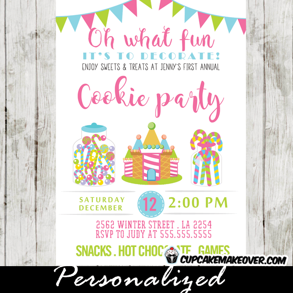 christmas cookie party invitations sweets treats oh what fun