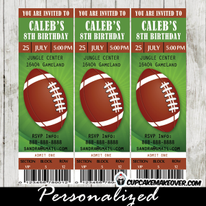 kids football birthday party ticket invitations