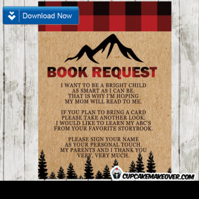 lumberjack baby shower book request buffalo plaid invitation insert