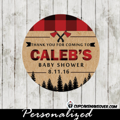 lumberjack thank you tags for baby shower birthday party cupcake toppers