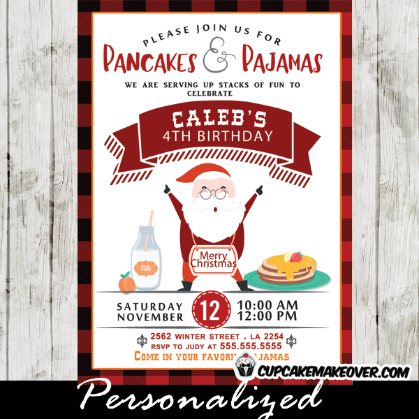 pancakes and pajamas party invitations christmas birthday ideas