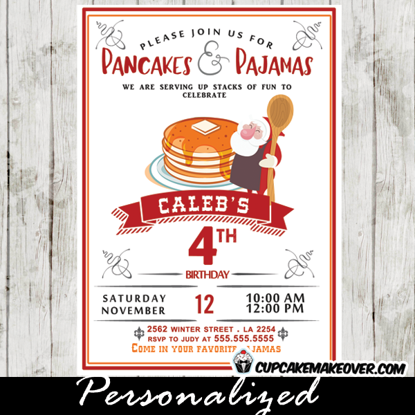 pancakes and pajamas party invitations