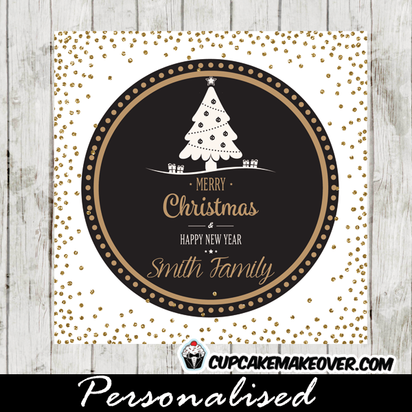 printable holiday gift tags black and white christmas tree gold glitter present labels
