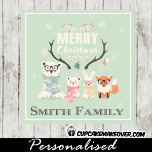 fun printable christmas tags light blue hipster woodland forest animals