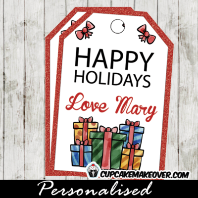 printable holiday gift tags hand drawn presents red glitter