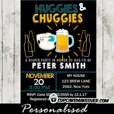 huggies and chuggies party invitations dad diapers and beer baby shower