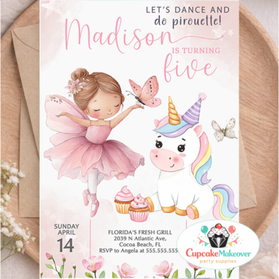 ballerina birthday invitation unicorn birthday invitation ballerina unicorn invite pink ballerina invite girls birthday invitation