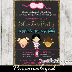 Slumber Party Invitations, Pink Sleeping Bag - Cupcakemakeover