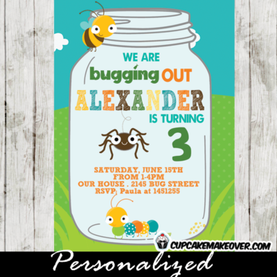 bugs party invitations caterpillar spider bee insects birthday