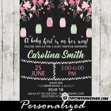 Mason Jar Baby Shower Invitations, Pink and Mint Green Blooming Tree ...