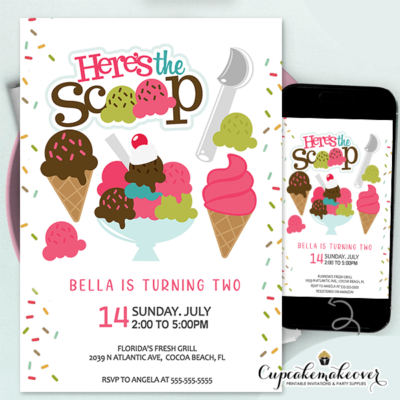 here is the scoop party ice cream invite