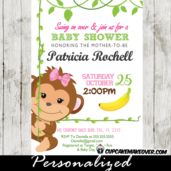 Monkey Baby Shower Invitation Girl Boy {Digital File}