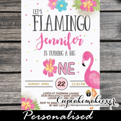 floral tropical flamingo invitations luau party ideas first birthday