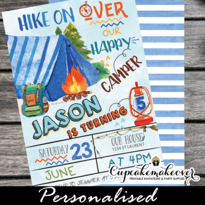 camping party invites blue tent camp birthday invitations boys