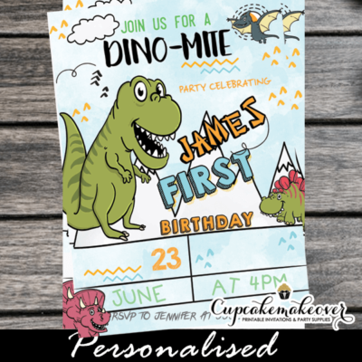 cute dino-mite party invites little dinosaur first birthday invitations 1st one 2nd year old