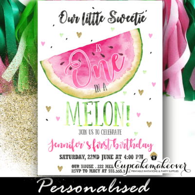 little sweetie one in a melon invitations watermelon party ideas
