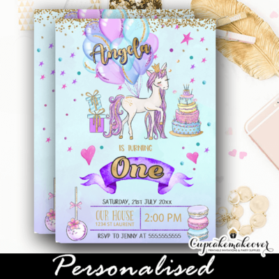 watercolor pastel unicorn princess invitations diy birthday party ideas