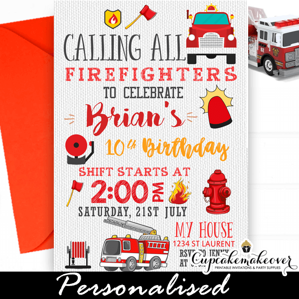 Firetruck Fire Truck Party Fireman Firefighter Tent Cards Dalmation Fire Truck Food Labels INSTANT DOWNLOAD Printable Place Cards