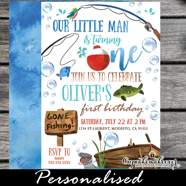 Boy's Fishing Birthday Party Invitation Template, 60% OFF