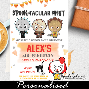 halloween costume party birthday invitations boys kids
