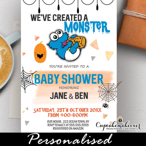 little monster halloween baby shower invites sesame street boy ideas cookie