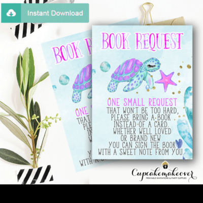 under the sea girl turtle book request cards pastel