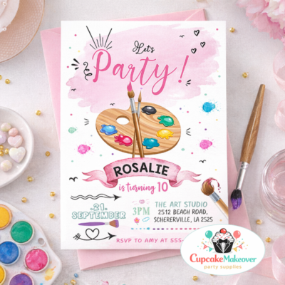 art birthday invite painting party invite girls art party craft birthday party