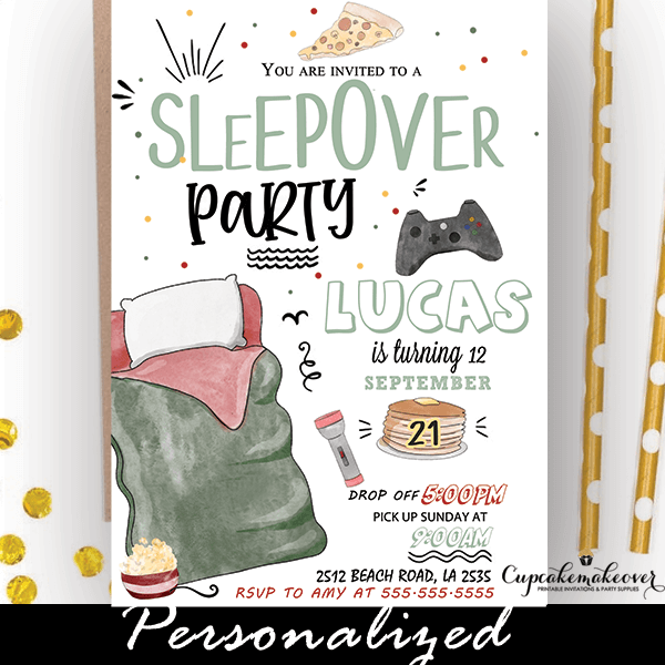 slumber party invitations wording