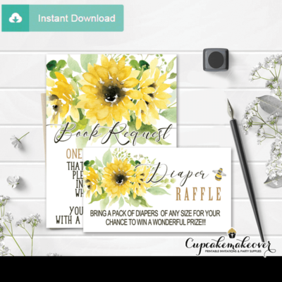 bee themed diaper raffle tickets sunflower bouquet