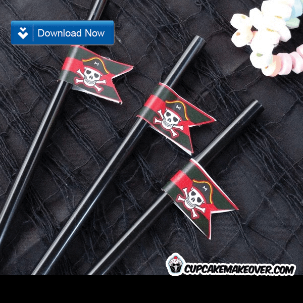 pirates straw flags party decorations printable