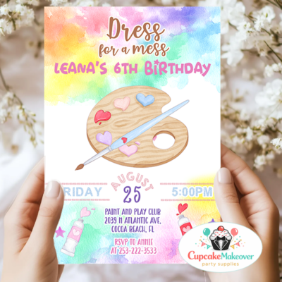 Dress for a Mess Art Birthday Invitation